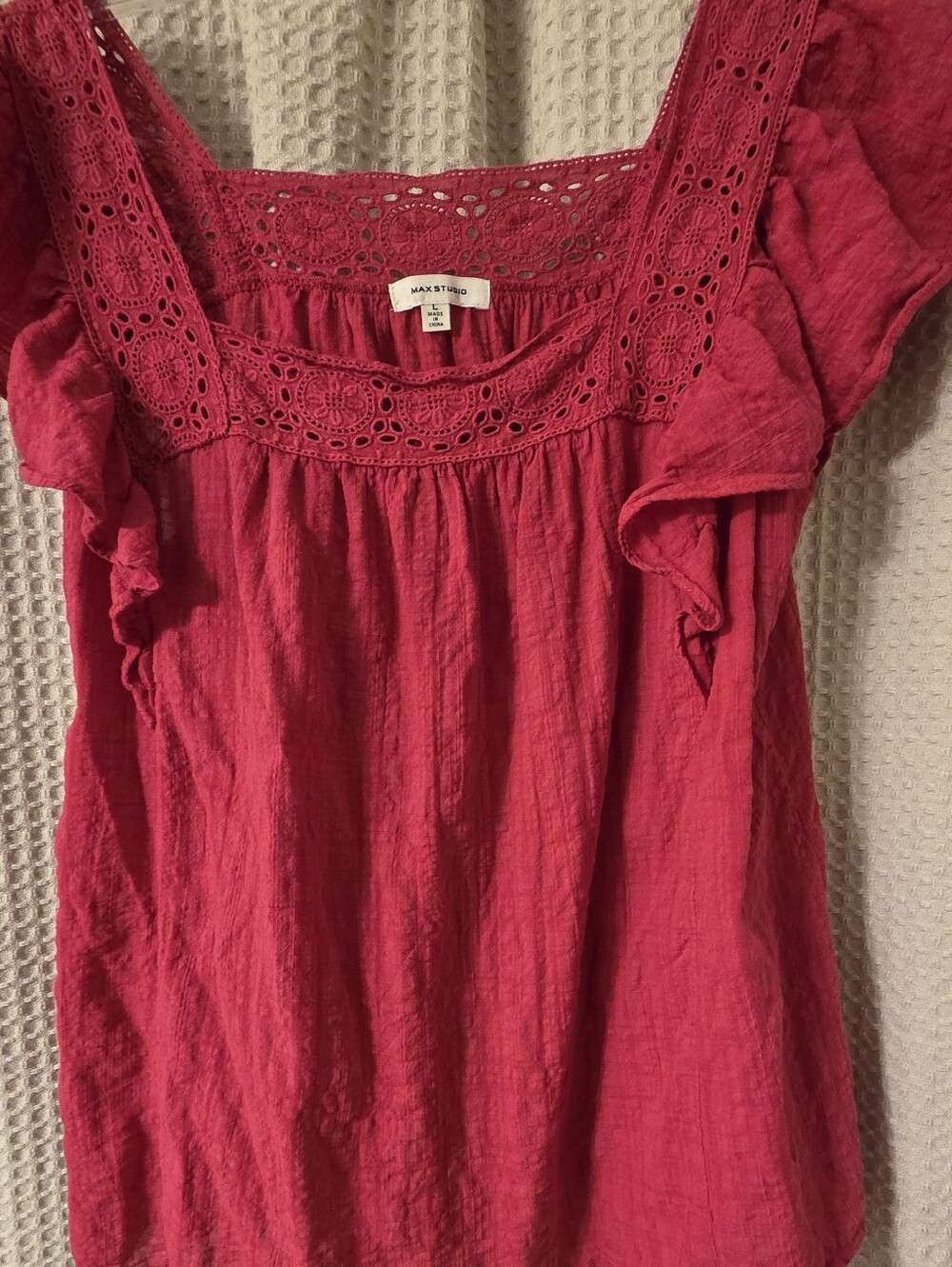 Max Studio Coral/fuscia Gauze Top, Size L